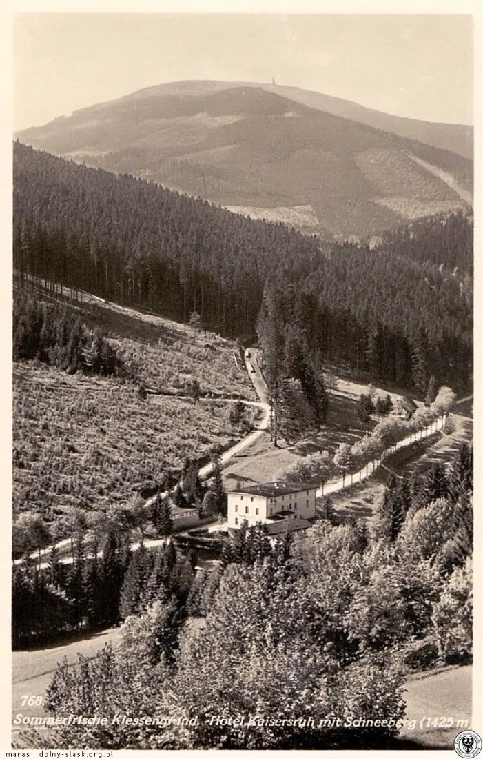 Śnieżnik na archiwalnej pocztówce